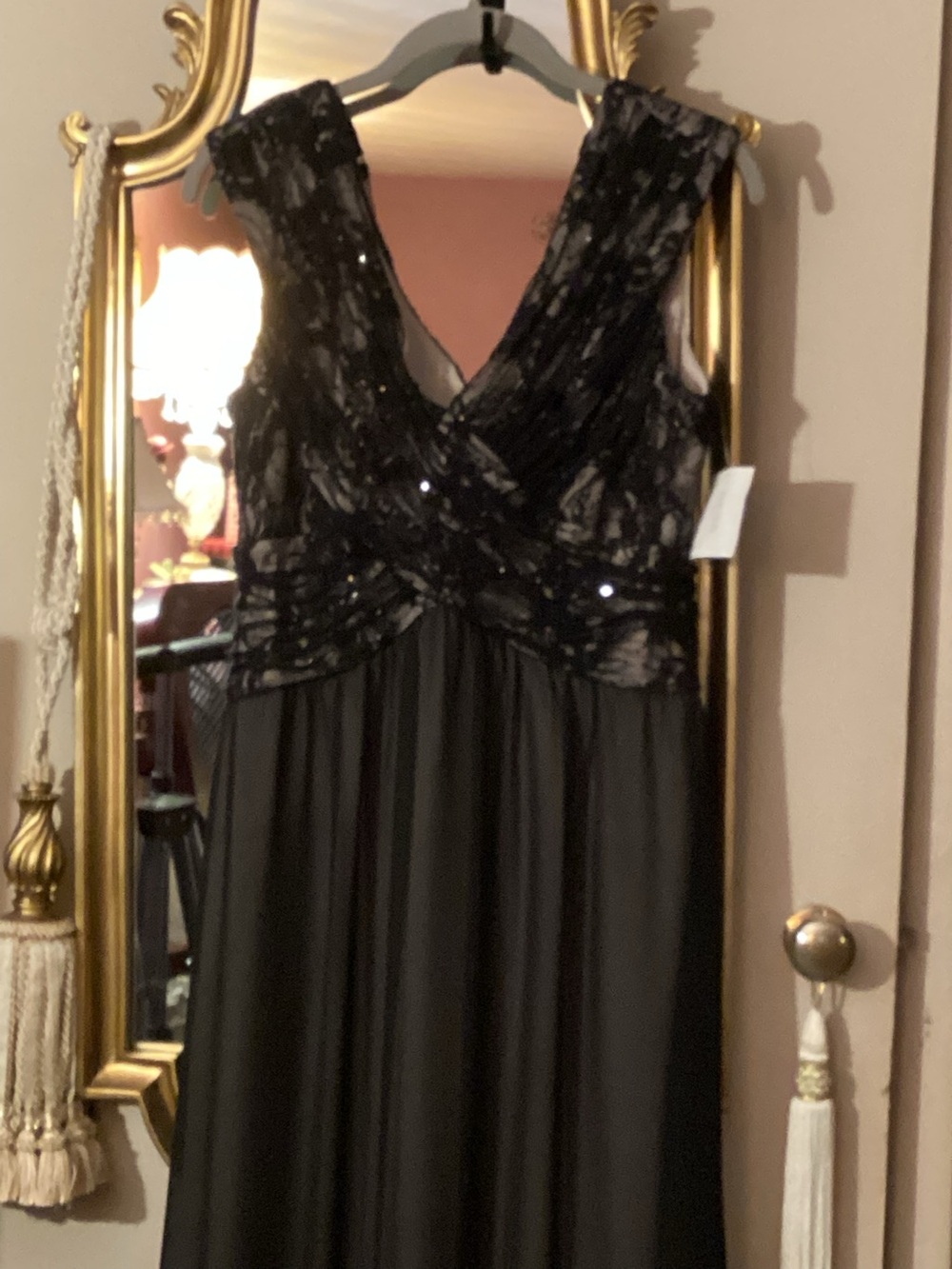Signature by Sangria Black Sequin V-Neck Maxi Dress